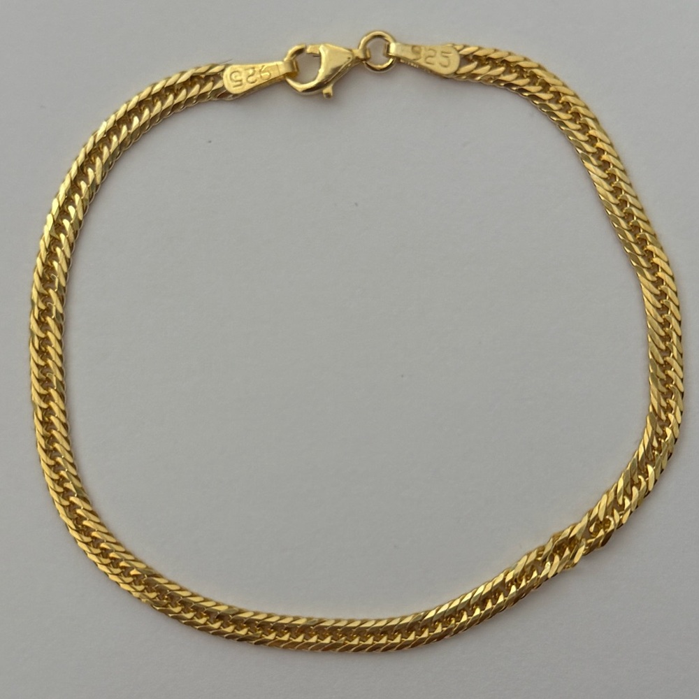 925 Silver 8” 4mm bracelet chain 18k yellow gold plated